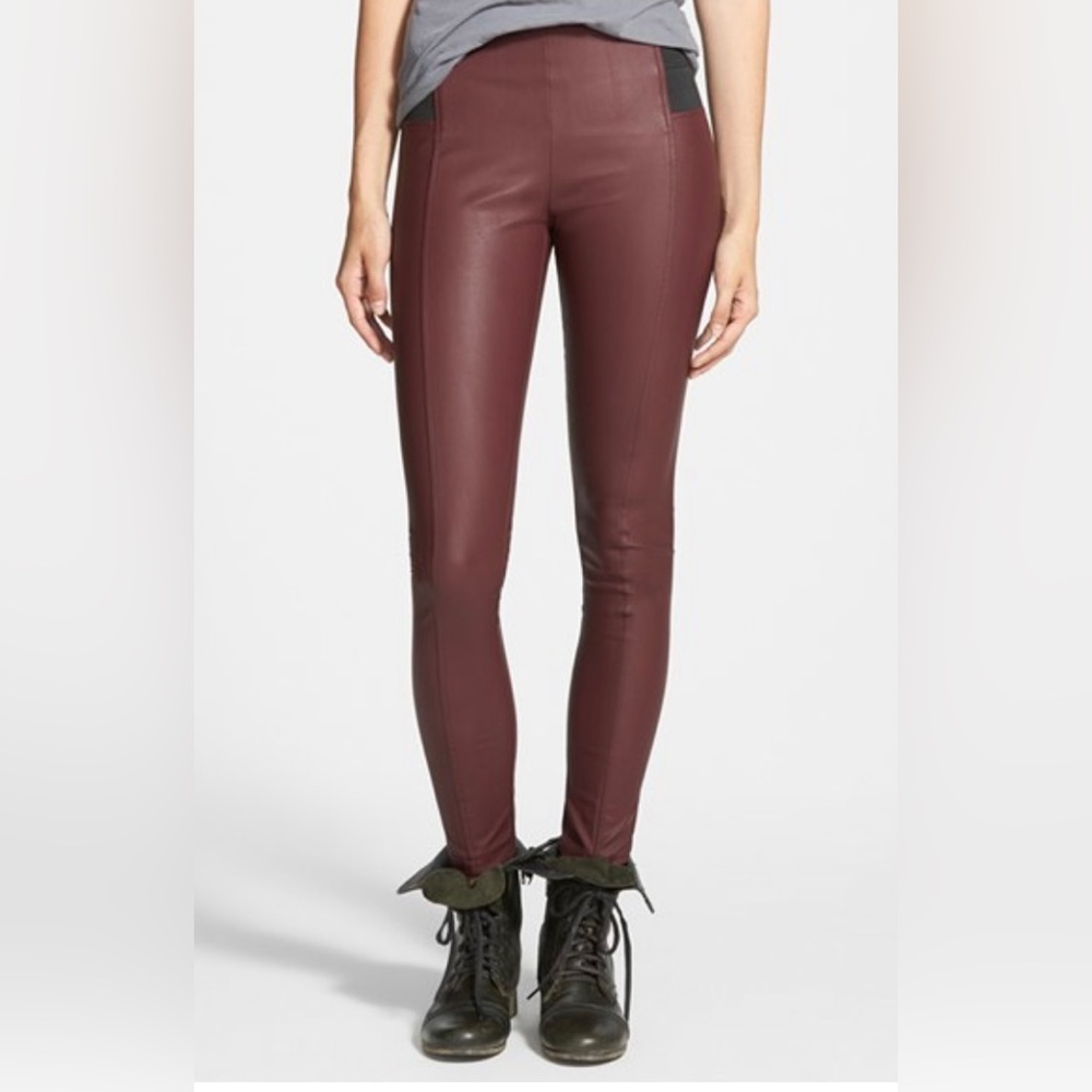 Glamorous Faux Leather Leggings, Small, Burgundy